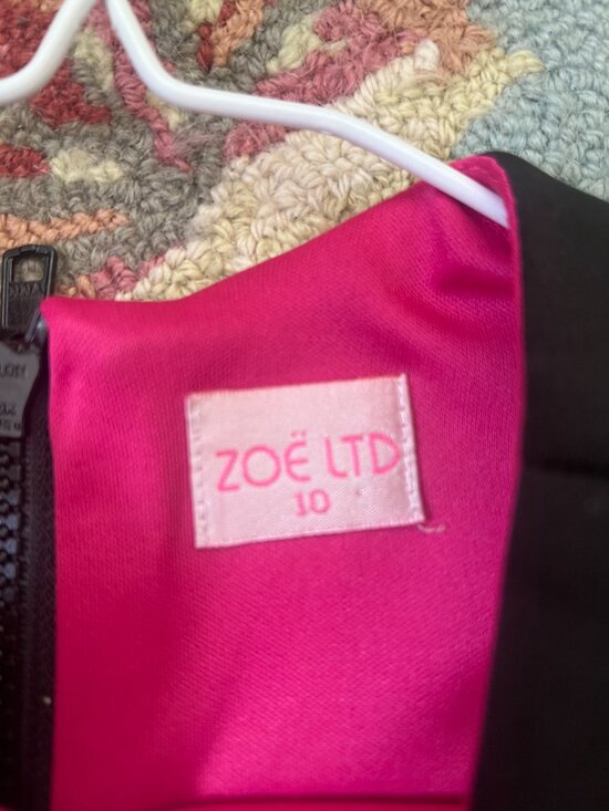 Zoë LTD Hot Pink Black Skater Dress Girls Size 10 Party Dress - Picture 5 of 5